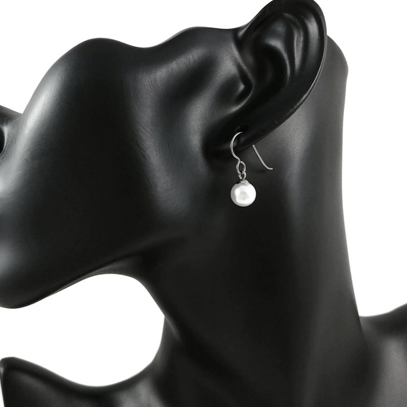 Minimalist pearl drop earrings, Hypoallergenic pure titanium jewelry, Implant grade safe for sensitive ears Drop