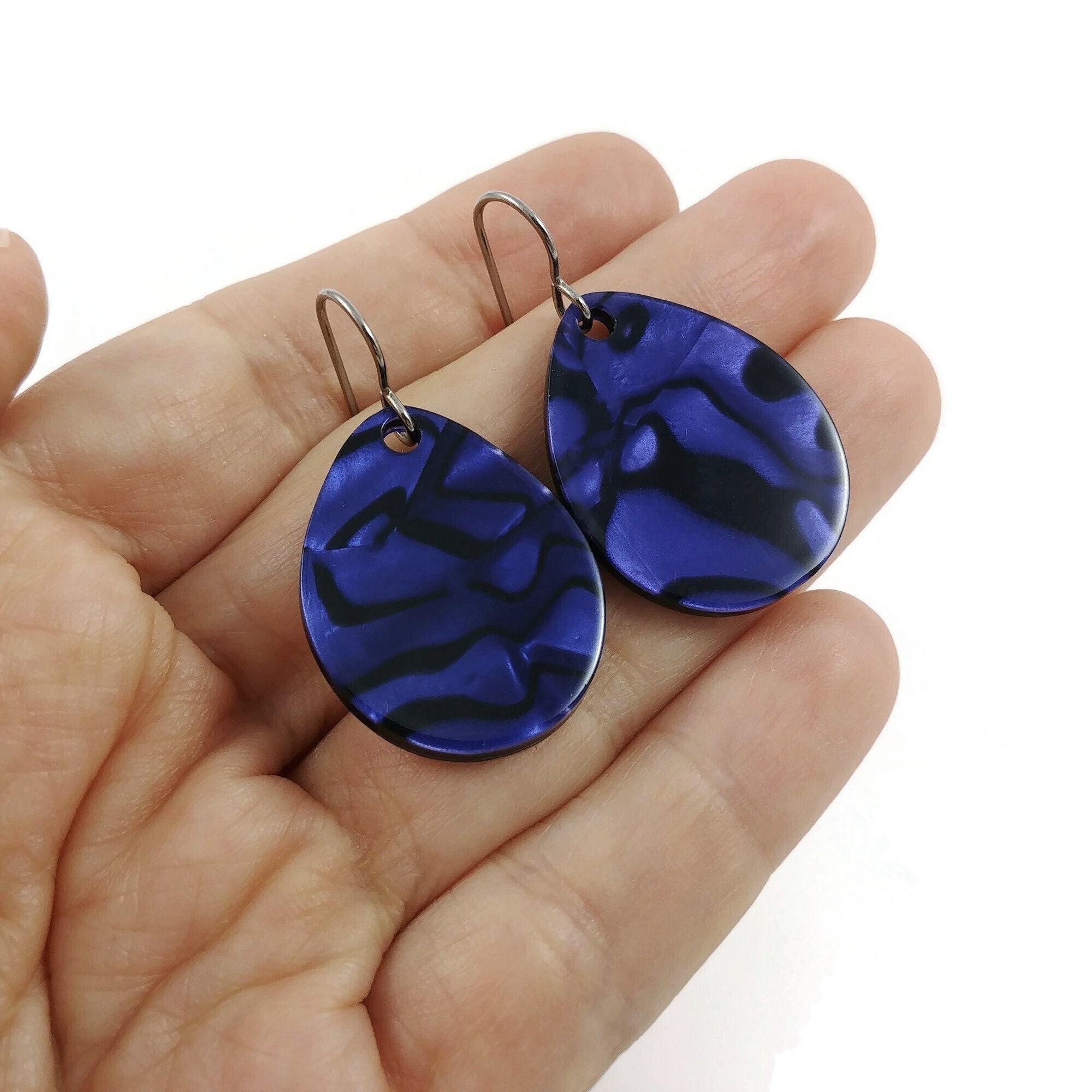 Boucles D'oreilles Pendantes Violet Et Rouge - Fantaisie Tendance Pour Soirée