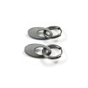 Oval Drop Hoop Earrings, Implant Grade Pure Titanium Jewelry for ...