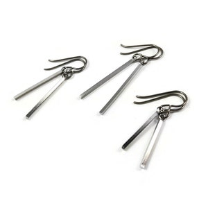 Silver minimalist rectangle dangle earrings Hypoallergenic pure titanium and stainless steel image 7