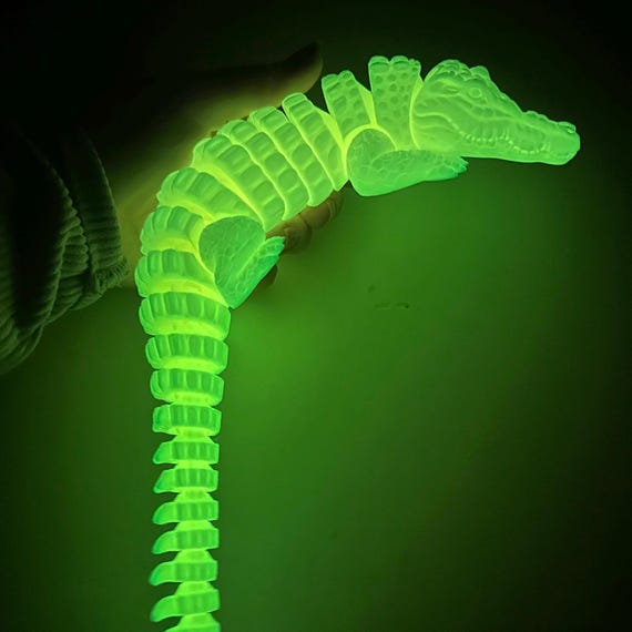 Glow-in-the-Dark Articulated Crocodile: 3D Printed Reptile Toy