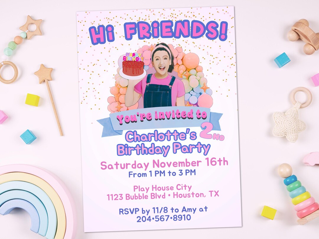 Ms. Rachel Inspired Birthday Invitation, Editable, Instant Download ...