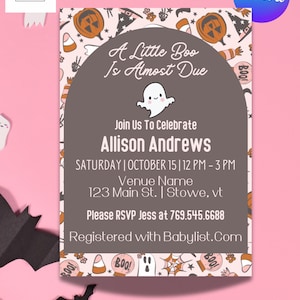 A Little Boo Is Almost Due Halloween Baby Shower Invitation Instant Download Editable