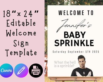 Schitt's Creek Inspired Baby Sprinkle, Editable Instant Download, David Rose, Baby Shower Decor, Gender Neutral Shower, Welcome Sign