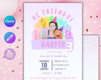 Ms. Rachel Inspired Birthday Invitation, Editable, Instant Download, Girl Birthday Invitation, Miss Rachel