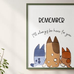 Blue Dog Inspired Digital Art Print, Instant Download, Printable Gift for Bluey Moms and Kids