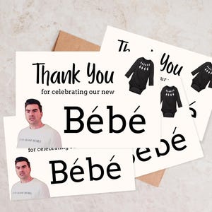 Carte de remerciement pour bébé inspiré de Schitt's Creek, imprimable téléchargement immédiat, David Rose, décoration de baby shower, shower de genre neutre