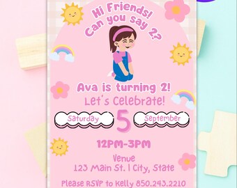 Ms. Rachel Inspired Birthday Invitation Instant Download Editable Toddler Birthday Invitation Pink Miss Rachel