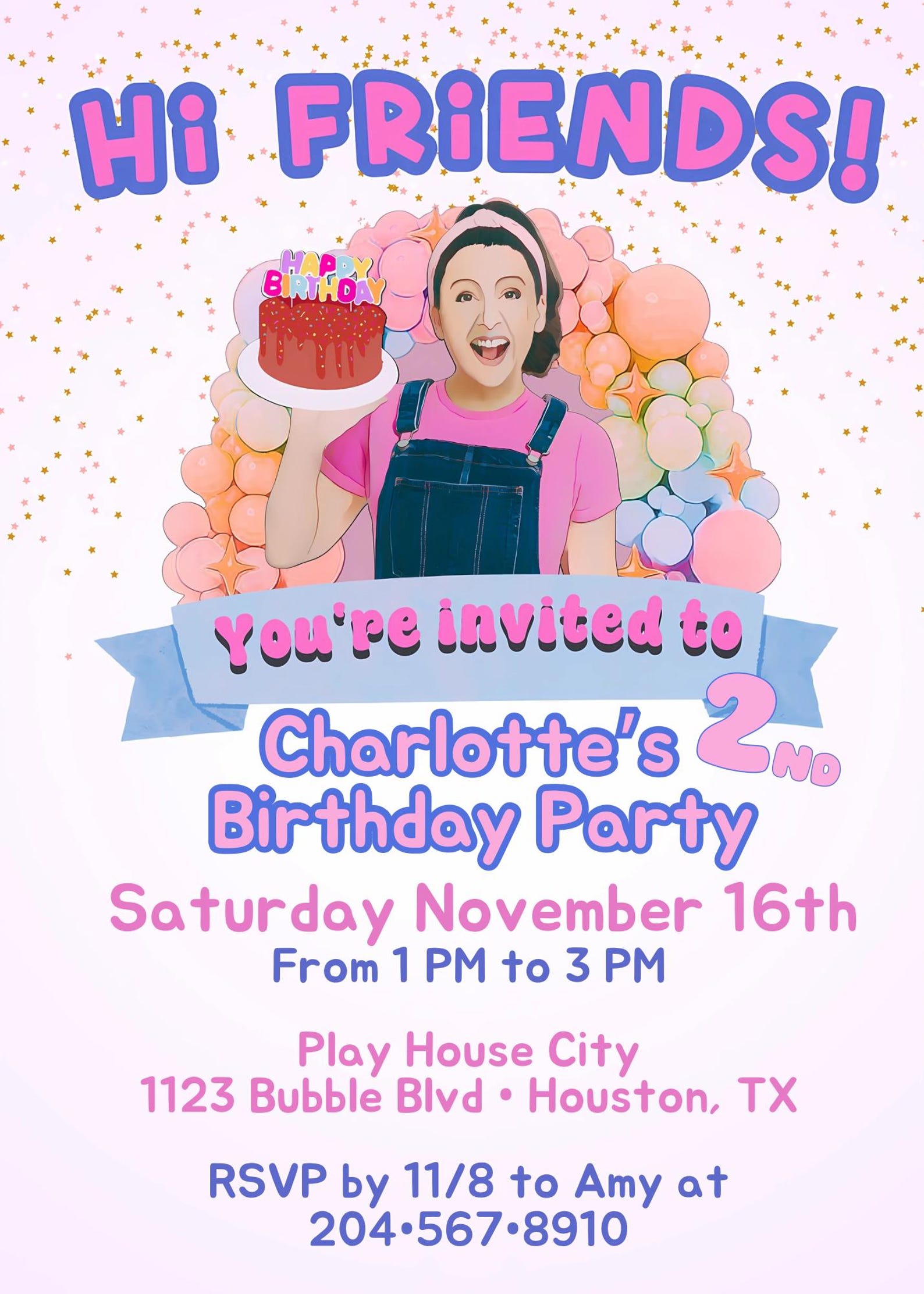 Ms. Rachel Inspired Birthday Invitation, Editable, Instant Download ...