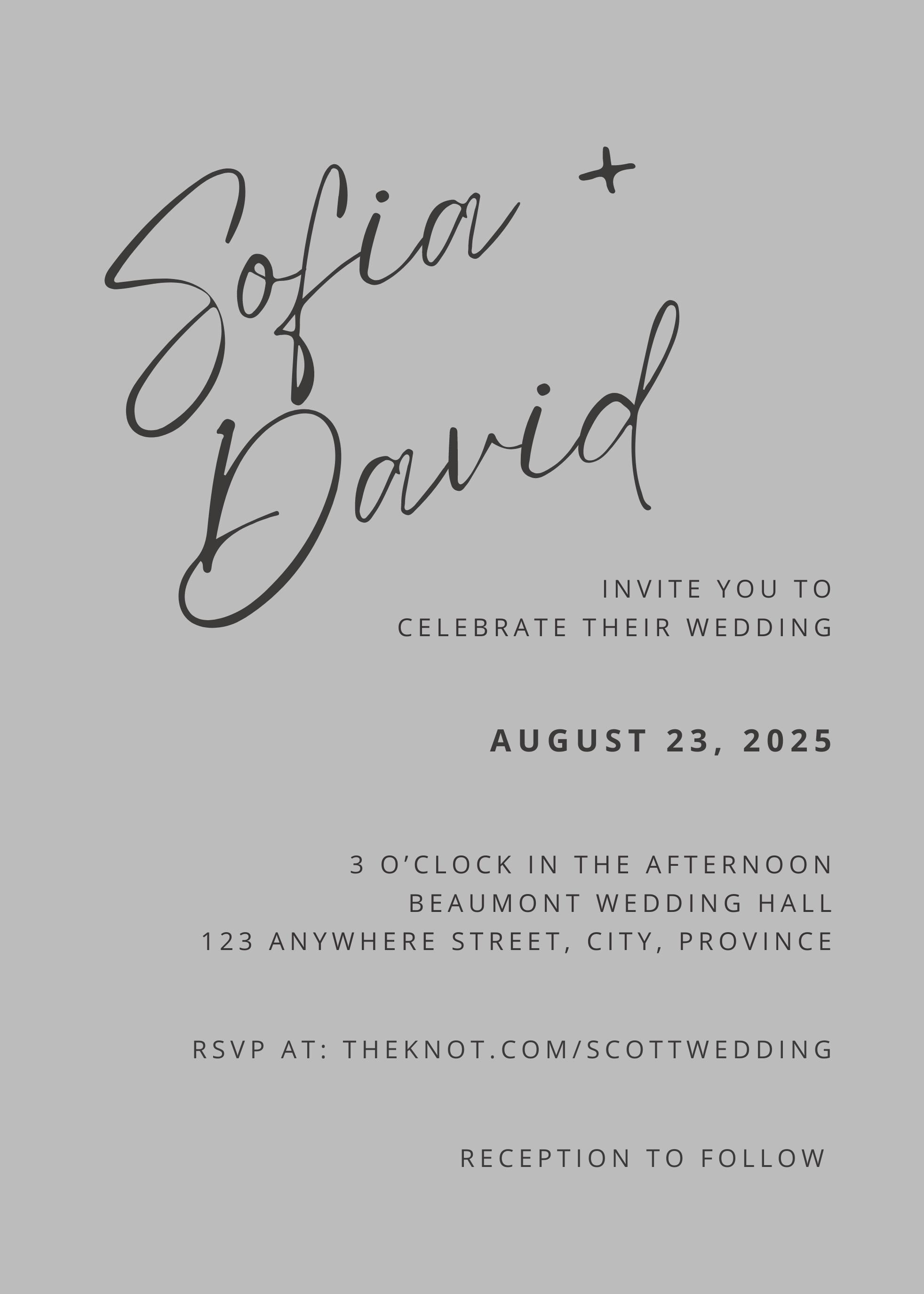 Bespoke Script Wedding Invite, Custom Wedding Invitation, Elegant ...