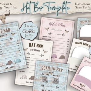Trucker Hat Bar Canva Template:  Price List for Pop Up Shops | Patches, Pins & Chains (Digital Download)