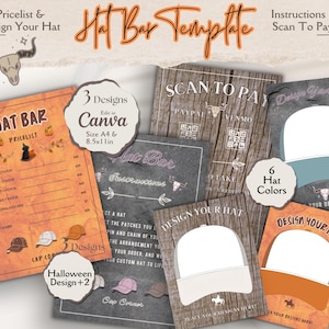 Halloween Hat Bar Canva Template: Trucker Hat Designs with Patches, Pins & Chains (Digital Download)