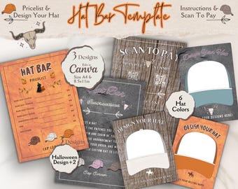 Halloween Hat Bar Canva Template: Trucker Hat Designs with Patches, Pins & Chains (Digital Download)