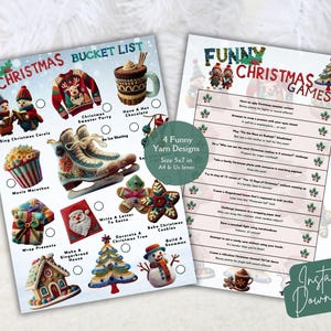 Kerstbucketlist afdrukbaar, leuke vakantiespellen en -activiteiten | Lege vakantielijst | Direct downloaden