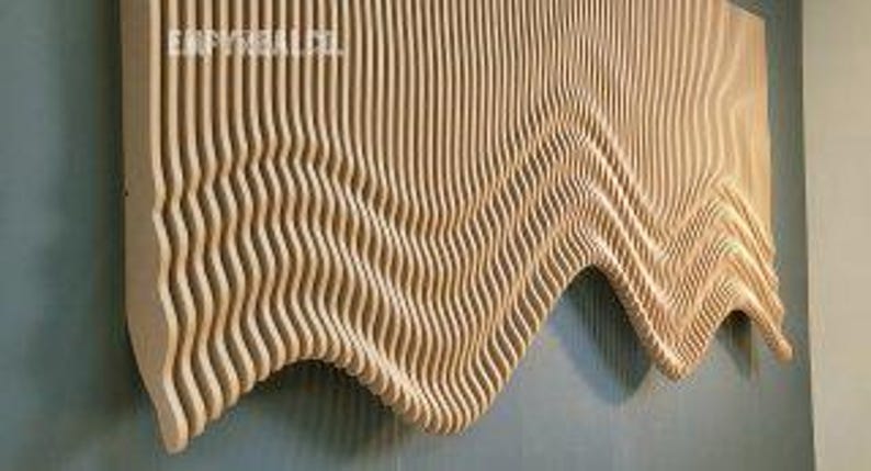 Mdf Dashed Pattern MDF Wooden Parametric Wall Art: Modern 3D Sculpture - Etsy