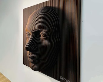 Abstract face wall sculpture, large wall art