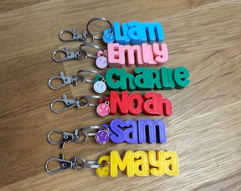 Personalized 3D Printed Keychain - Name Tag - Gifts for Children - Many Color Options - Charms