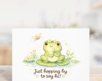 Biglietto "Una rana che ti pensa" / Biglietto "Passo solo per salutarti" / Biglietto di amicizia / Biglietto d'auguri con una rana carina / Biglietto "Solo perché" / Regalo per gli amanti delle rane