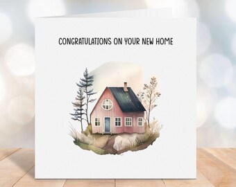 Neue Zuhause Karte: Wasserfarbene Housewarming Karte