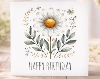 Biglietto di auguri floreale per la nascita di aprile - Daisy Floral Design