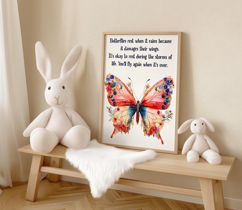 Butterfly Quote Print | Inspirational Wall Art | Mental Health Print ...