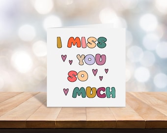 I Miss You So Much Card | Miss You Greeting Card | Thinking of You Card | Long Distance Friendship Card | Missing You Card | Cute Love Card