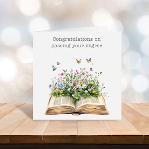 Congratulations on passing your degree card - card for a graduation - book graduation card - whimsical graduation card - C103