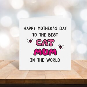 Happy Mother&#39;s Day to the best cat Mum in the world card - Blank Card - personalised greeting card - MD1