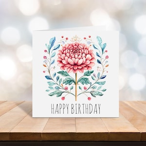 Chrysanthemum November Birth flower birthday card - Blank Card - personalised greeting card - birthday card - birth flower card