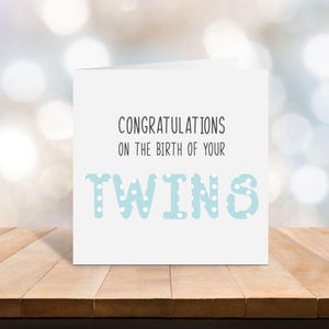 Congratulations on the birth of your twins card - new baby card - baby girl card - baby boy card - card for twins
