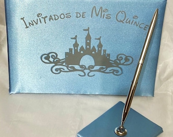 Quince guest book, Quinceanera guest book and pen set.