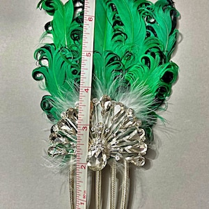 Peacock hair comb | emerald green hair comb | bridal hair comb fascinator | green and black