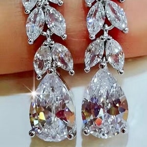 Crystal drop earrings, teardrop bridal earrings.