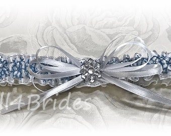 Snowflake winter wedding bridal leg garter, something blue garter.