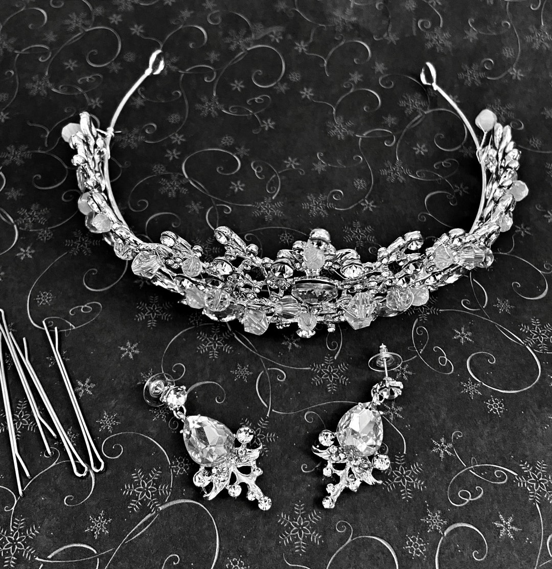 Wedding Bridal Tiara and Earrings Set Etsy