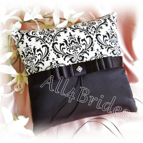 Damask print wedding ring bearer pillow, madison damask wedding ring cushion