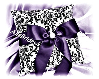 Lapis and Madison damask wedding ring bearer pillow, wedding ring cushion.  Weddings decorations.