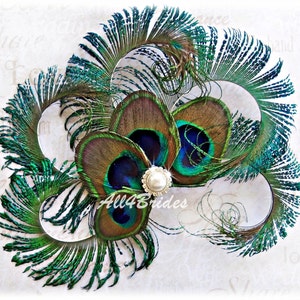 Peacock feathers hair clip, Peacock wedding bridal hair clip.