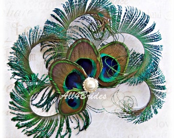 Peacock feathers hair clip, Peacock wedding bridal hair clip.