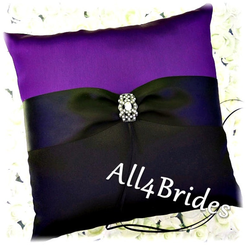 Purple And Black Wedding Ring Bearer Pillow Wedding Ring Etsy