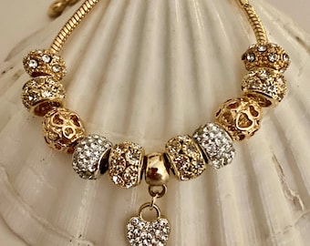 Crystal Heart Charm Bracelet, Valentine's, birthday or mother's day gift