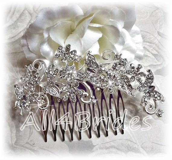 Crystal Butterfly Bridal Hair Comb: Wedding Hair Accessory  display picture 2