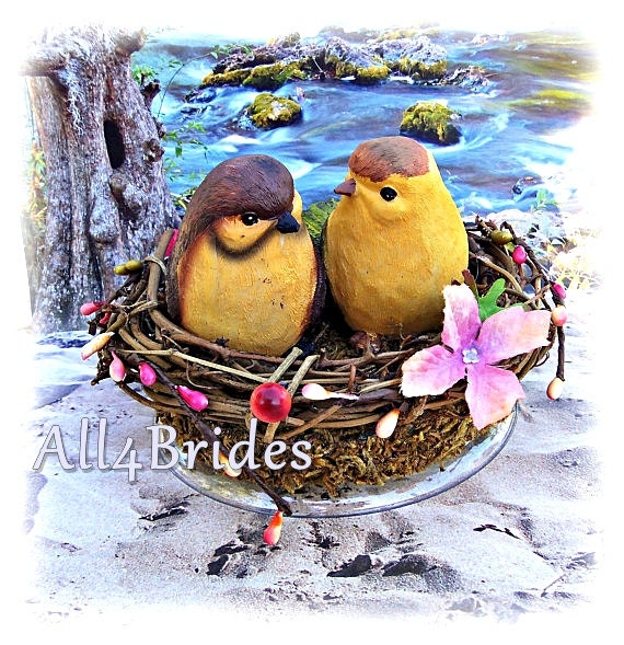 Love Birds Wedding Cake Topper Bird Nest Cake Topper Etsy