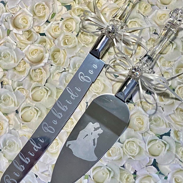 Cake knife set, Disney inspired Cinderella wedding cake cutting set, princess, fairytale wedding or quinces.