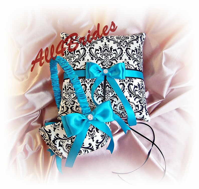Madison Damask Weddings Turquoise Ring Bearer Pillow And Etsy