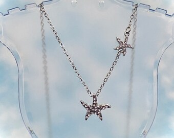 Starfish necklace, crystal starfish necklace, beach jewelry, cruise jewelry, vacation jewelry