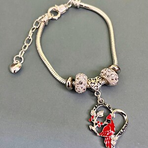 Cardinal charm bracelet &quot;Always in my heart&quot; memorial bracelet