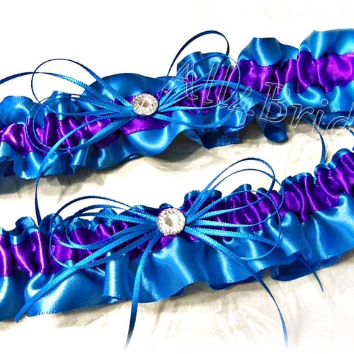 Deep Purple and Green Bridal Keepsake and Toss Garter Set - Etsy