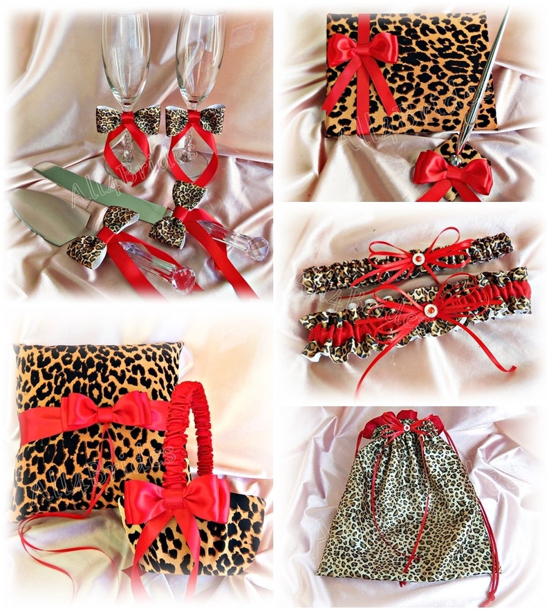 Cheetah print wedding ceremony candle set Wedding unity candle set.