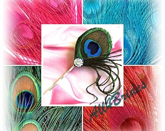 Peacock Feather Hair Pin Fascinator - Bridal or Bridesmaids peacock feather hair pin